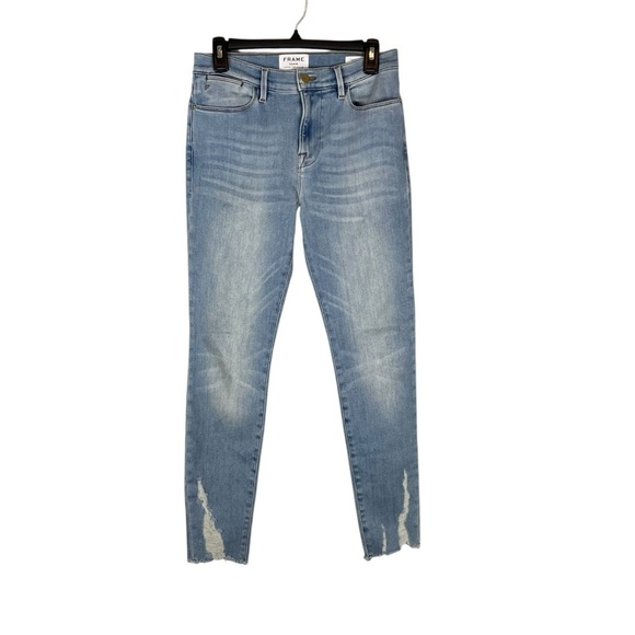 FRAME Le High Skinny Jeans Dove Lane Distressed Hem Size 28 - Picture 3 of 11
